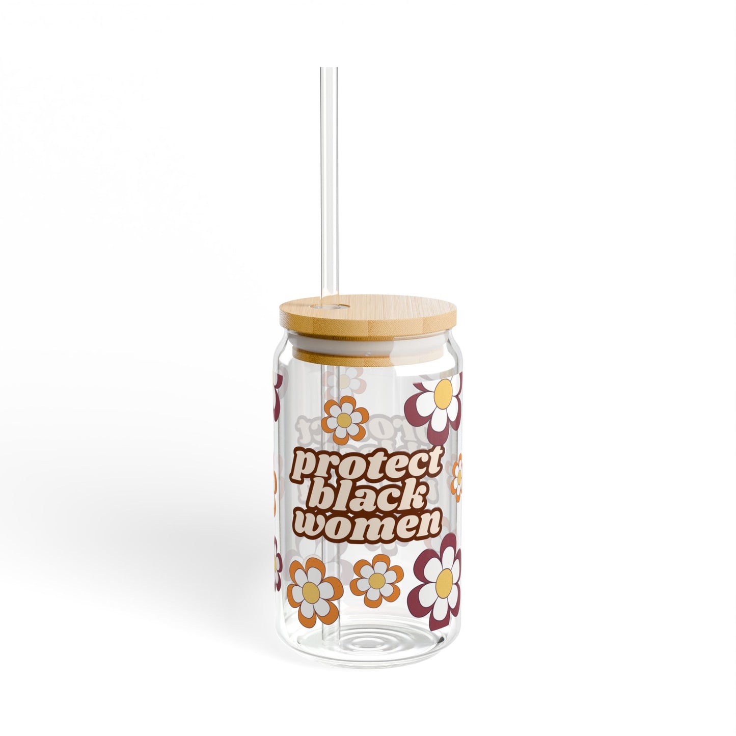 Retro Protect Black Women Sipper Glass, 16oz Ally Cup Black History Month, Afrocentric Drinking Tumbler, Empowerment Gift, Cultural Sipper