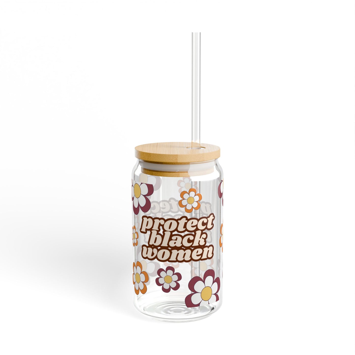 Retro Protect Black Women Sipper Glass, 16oz Ally Cup Black History Month, Afrocentric Drinking Tumbler, Empowerment Gift, Cultural Sipper