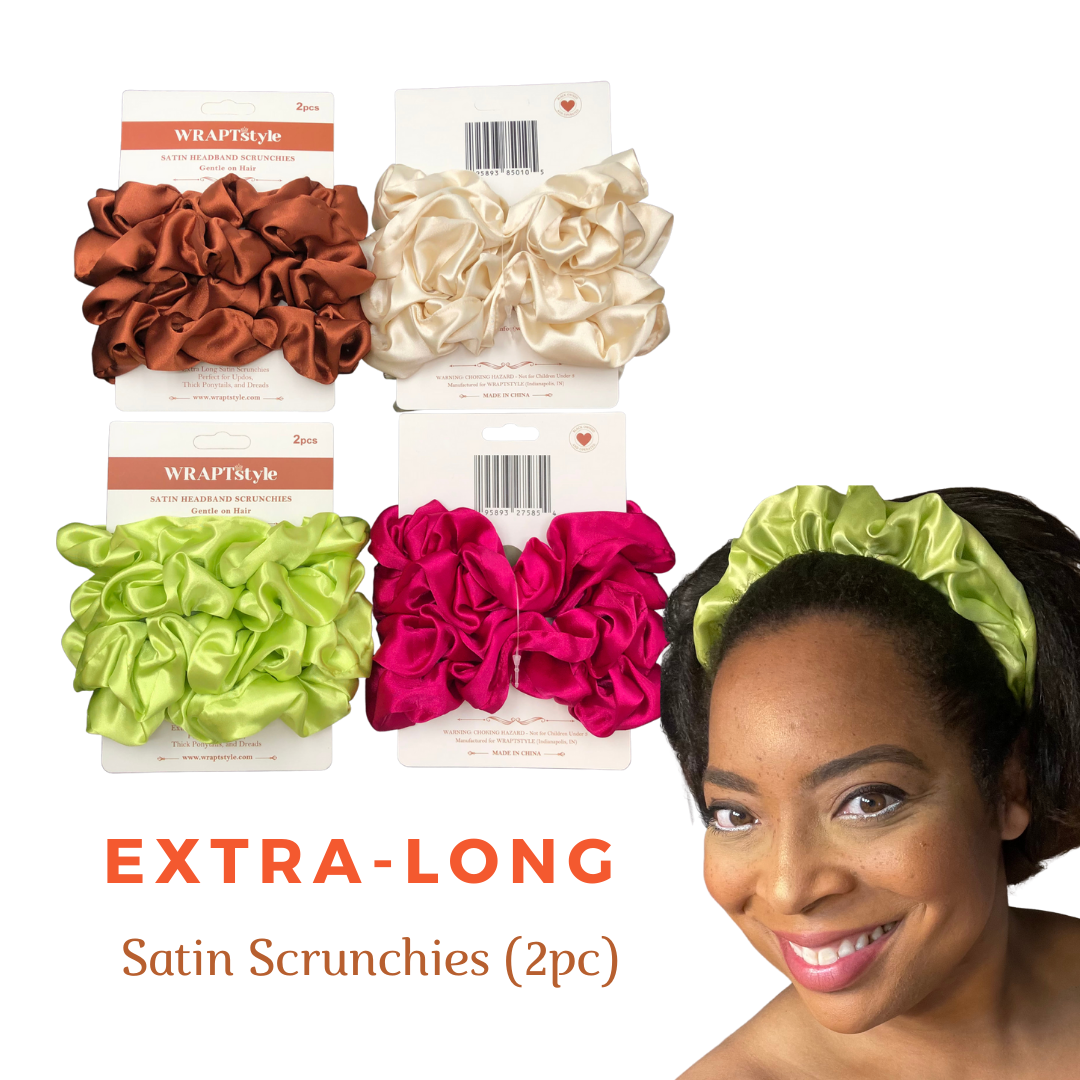 WRAPTScrunchies - Extra-Long Headband Scrunchies for Locs and Puffs(2pk)
