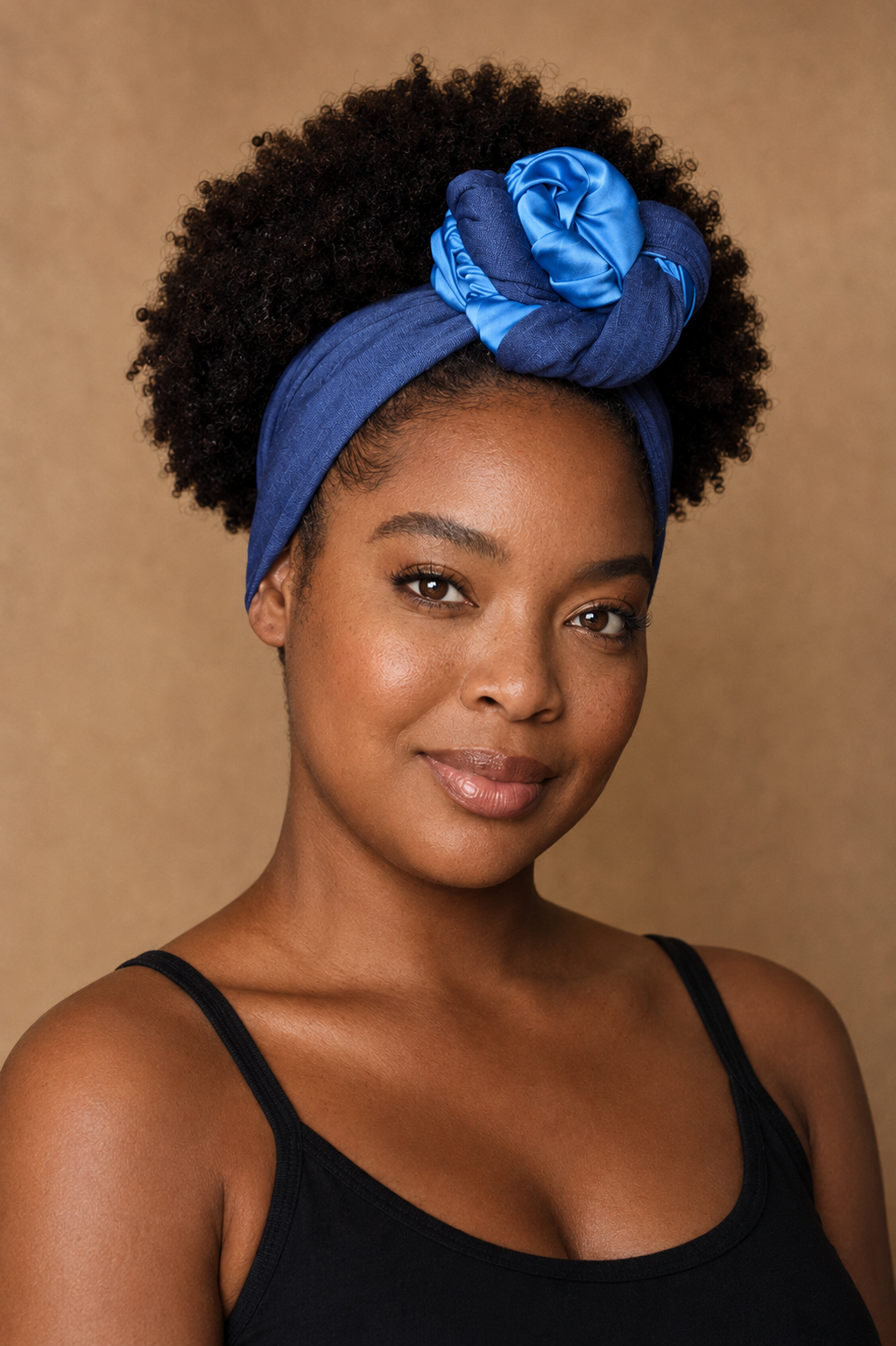Satin-Lined Hooded Headwrap for Natural Hair | Adjustable Turban for Locs, Curls & Protective Styles