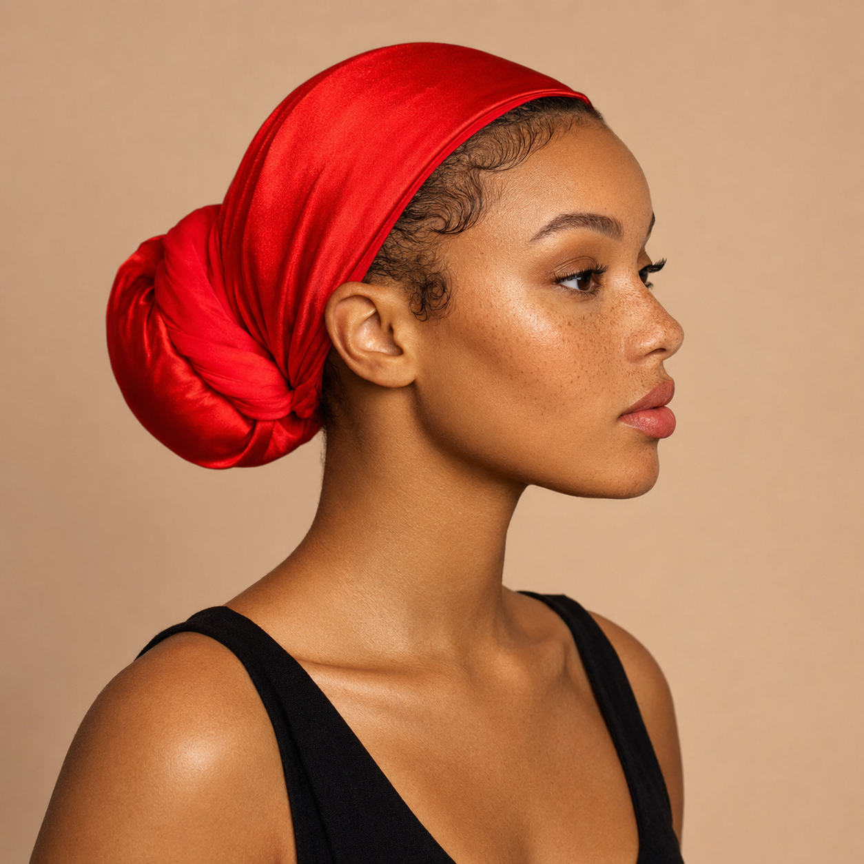Satin-Lined Hooded Headwrap for Natural Hair | Adjustable Turban for Locs, Curls & Protective Styles