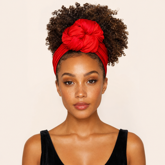 Satin-Lined Hooded Headwrap for Natural Hair | Adjustable Turban for Locs, Curls & Protective Styles