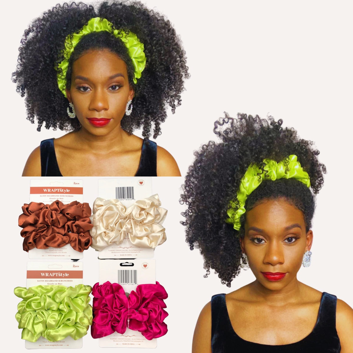 WRAPTScrunchies - Extra-Long Headband Scrunchies for Locs and Puffs(2pk)